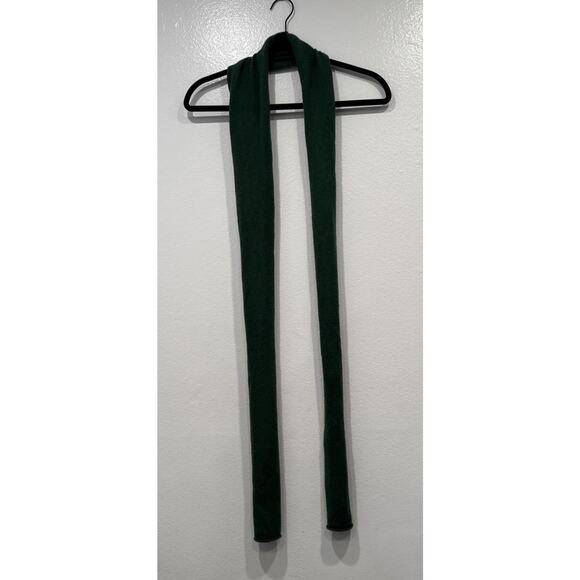Tasselli Green 100% Cashmere Skinny Scarf Boho Y2K Look - Picture 2 of 7
